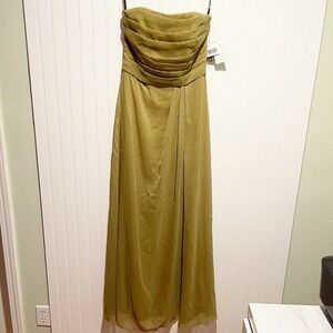 Lela Rose Bridesmaid Maxi Dress Strapless Citron Green NEW Size 8